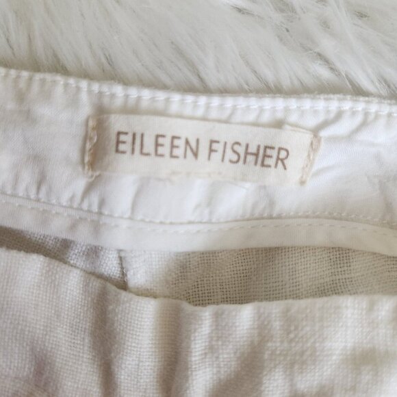 Eileen Fisher 100% Linen White Wide Leg Pants Women Medium Side Zip 34x27" - Picture 5 of 16